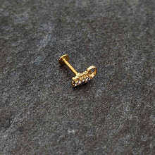 Load image into Gallery viewer, 16G 5/16 Clear Gem Gold Tone Luscious Lizard Labret Monroe Tragus

