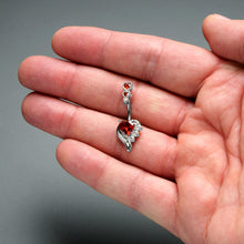 Load image into Gallery viewer, Red CZ Gem Triple Drop Flare Heart Valentine Double Mount Belly Ring
