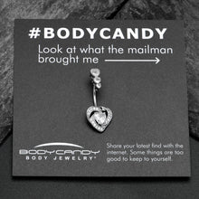 Load image into Gallery viewer, Clear CZ Gem Triple Drop Swirl Heart Valentine Double Mount Belly Ring
