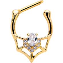 Load image into Gallery viewer, 16G 5/16 Clear Gem Gold Tone Spider Bat Cartilage Clicker
