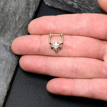 Load image into Gallery viewer, 16G 5/16 Clear Gem Gold Tone Spider Bat Cartilage Clicker
