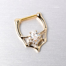 Load image into Gallery viewer, 16G 5/16 Clear Gem Gold Tone Spider Bat Cartilage Clicker
