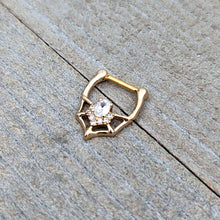 Load image into Gallery viewer, 16G 5/16 Clear Gem Gold Tone Spider Bat Cartilage Clicker
