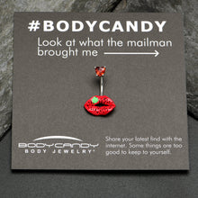 Load image into Gallery viewer, Red CZ Gem Lucky Lips St Patrick's Double Mount Belly Ring
