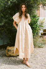 Load image into Gallery viewer, Smocked Puff Sleeve Midi Dress – Chic and Flattering Midi Dress with Puff Sleeves and Smocked Detailing for a Feminine Silhouette
