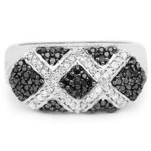 Load image into Gallery viewer, 0.61 Carat Genuine Blue Diamond and White Diamond .925 Sterling Silver Ring

