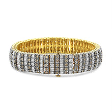 Load image into Gallery viewer, 10K Yellow Gold 10-1/3 Cttw Alternating Coco Color and White Diamond 5 Row Tennis Bracelet (Brown/H-I Color, SI1-SI2 Clarity) - Size 7.25
