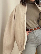 将图片加载到图库查看器，Autumn Casual Full Size Drop Shoulder Snap Down Jacket with Buttoned Front and Pockets
