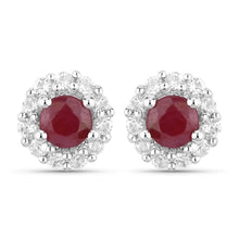 Load image into Gallery viewer, 2.17 Carat Genuine Ruby and White Topaz .925 Sterling Silver Jewelry Set
