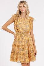 Load image into Gallery viewer, New Summer Ditsy Floral Print Ruffle Chiffon Mini Dress – Fluttering, Playful and Feminine Dress with Ruffle Details and Soft Chiffon Fabric
