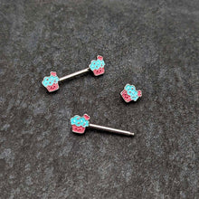 Load image into Gallery viewer, 14G 9/16 Sweet Happy Cupcake Barbell Nipple Ring Set
