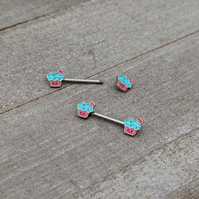 Load image into Gallery viewer, 14G 9/16 Sweet Happy Cupcake Barbell Nipple Ring Set
