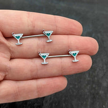 Load image into Gallery viewer, 14G 9/16 Sweet Martini Glass Heart Barbell Nipple Ring Set
