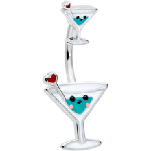 Load image into Gallery viewer, Sweet Martini Glass Heart Valentine New Years Double Mount Belly Ring
