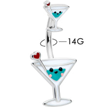 Load image into Gallery viewer, Sweet Martini Glass Heart Valentine New Years Double Mount Belly Ring
