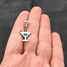 Load image into Gallery viewer, Sweet Martini Glass Heart Valentine New Years Double Mount Belly Ring
