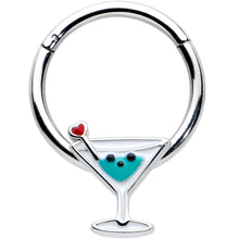 Load image into Gallery viewer, 16G 3/8 Sweet Martini Glass Heart Hinged Segment Ring
