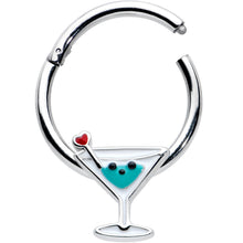 Load image into Gallery viewer, 16G 3/8 Sweet Martini Glass Heart Hinged Segment Ring
