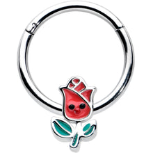 将图片加载到图库查看器，16G 3/8 Sweet Happy Rose Flower Hinged Segment Ring
