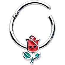 将图片加载到图库查看器，16G 3/8 Sweet Happy Rose Flower Hinged Segment Ring
