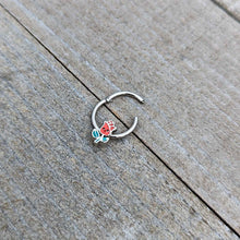 将图片加载到图库查看器，16G 3/8 Sweet Happy Rose Flower Hinged Segment Ring
