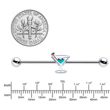 Load image into Gallery viewer, 14G Sweet Martini Glass Heart Industrial Barbell 38mm
