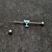 Load image into Gallery viewer, 14G Sweet Martini Glass Heart Industrial Barbell 38mm
