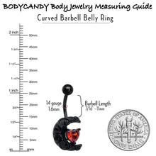 将图片加载到图库查看器，Red CZ Gem Black Scroll Moon Heart Belly Ring
