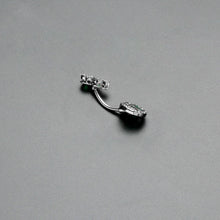 Load image into Gallery viewer, Green Clear Gem Triple Drop Heart Shamrock Double Mount Belly Ring
