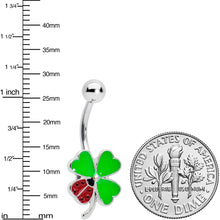 Load image into Gallery viewer, Ladybug Shamrock St Patricks Day Belly Ring
