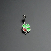 Load image into Gallery viewer, Ladybug Shamrock St Patricks Day Belly Ring
