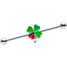 Load image into Gallery viewer, 14G Ladybug Shamrock St Patricks Day Industrial Barbell 38mm
