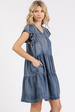 Load image into Gallery viewer, V-Neck Ruffled Cap Sleeve Mini Dress For Women – Feminine, Elegant, Playful, Flattering &amp; Stylish Dress for Various Occasions
