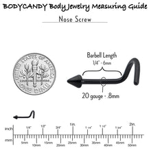 Load image into Gallery viewer, 20G 1/4 Black ASTM F-136 Implant Grade Titanium Cone End Left Side Nose Screw
