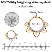 Load image into Gallery viewer, 16G 5/16 Clear CZ Gem 14k Yellow Gold Filigree Hinged Segment Ring
