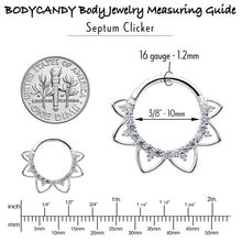 Load image into Gallery viewer, 16G 3/8 Clear CZ Gem 14k White Gold Filigree Hinged Segment Ring
