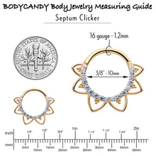 Load image into Gallery viewer, 16G 3/8 Clear CZ Gem 14k Yellow Gold Filigree Hinged Segment Ring
