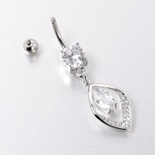 Load image into Gallery viewer, Clear CZ Gem Lush Leaf Dangle Belly Ring
