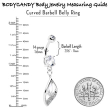 Load image into Gallery viewer, Clear CZ Gem Lush Leaf Dangle Belly Ring
