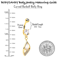 Load image into Gallery viewer, Clear CZ Gem Gold Tone Lush Leaf Dangle Belly Ring
