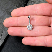 将图片加载到图库查看器，Clear CZ Gem Luxury Sun Splash Belly Ring
