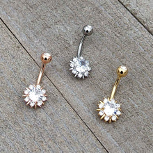 将图片加载到图库查看器，Clear CZ Gem Luxury Sun Splash Belly Ring
