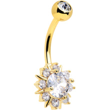 Load image into Gallery viewer, Clear CZ Gem Gold Tone Luxury Sun Splash Belly Ring
