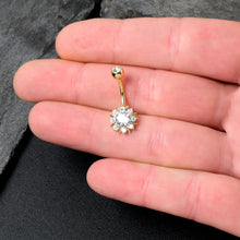 Load image into Gallery viewer, Clear CZ Gem Gold Tone Luxury Sun Splash Belly Ring
