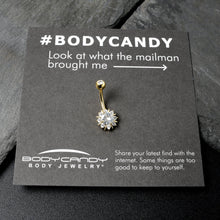 Load image into Gallery viewer, Clear CZ Gem Gold Tone Luxury Sun Splash Belly Ring
