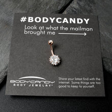 Load image into Gallery viewer, Clear CZ Gem Rose Gold Tone Luxury Sun Splash Belly Ring

