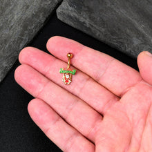 Load image into Gallery viewer, Red Gem Gold Tone Merry Christmas Santa Inlaid Belly Ring
