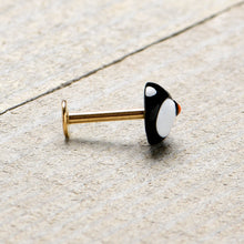 Load image into Gallery viewer, 16G 5/16 Gold Hue Round Penguin Face Holiday Labret Monroe Tragus

