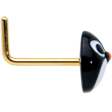 Load image into Gallery viewer, 20G 7mm Gold Tone Round Penguin Face Holiday  L Shape Nose Ring
