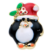 Load image into Gallery viewer, 16G 5/16 Gold Tone Holly Hat Penguin Holiday Labret Monroe Tragus
